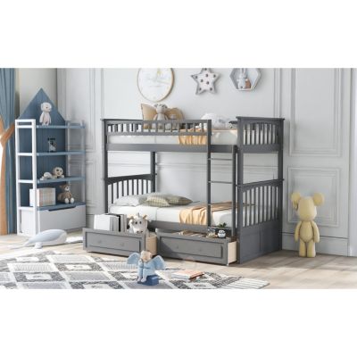 Streamdale Twin Over Twin Bunk Bed With Drawers, Convertible Beds