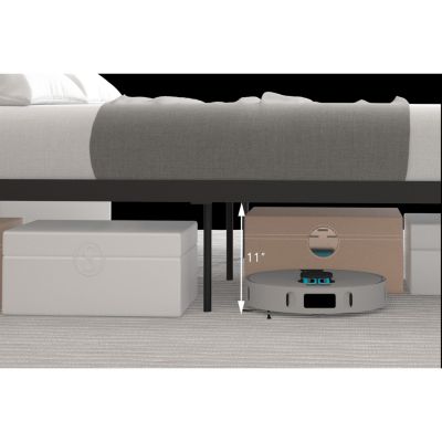 Ceres Metal Bed Black with Walnut Wood Headboard&Footboard Queen