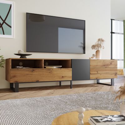 80" TV Stand with Double Storage & Drop Down Door