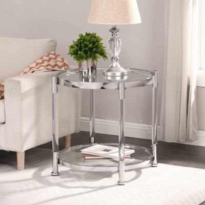 Contemporary Acrylic End Table with Glass Top
