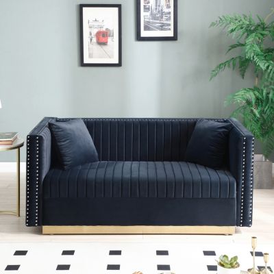 Streamdale Modern Black Velvet Sofa & Loveseat Set