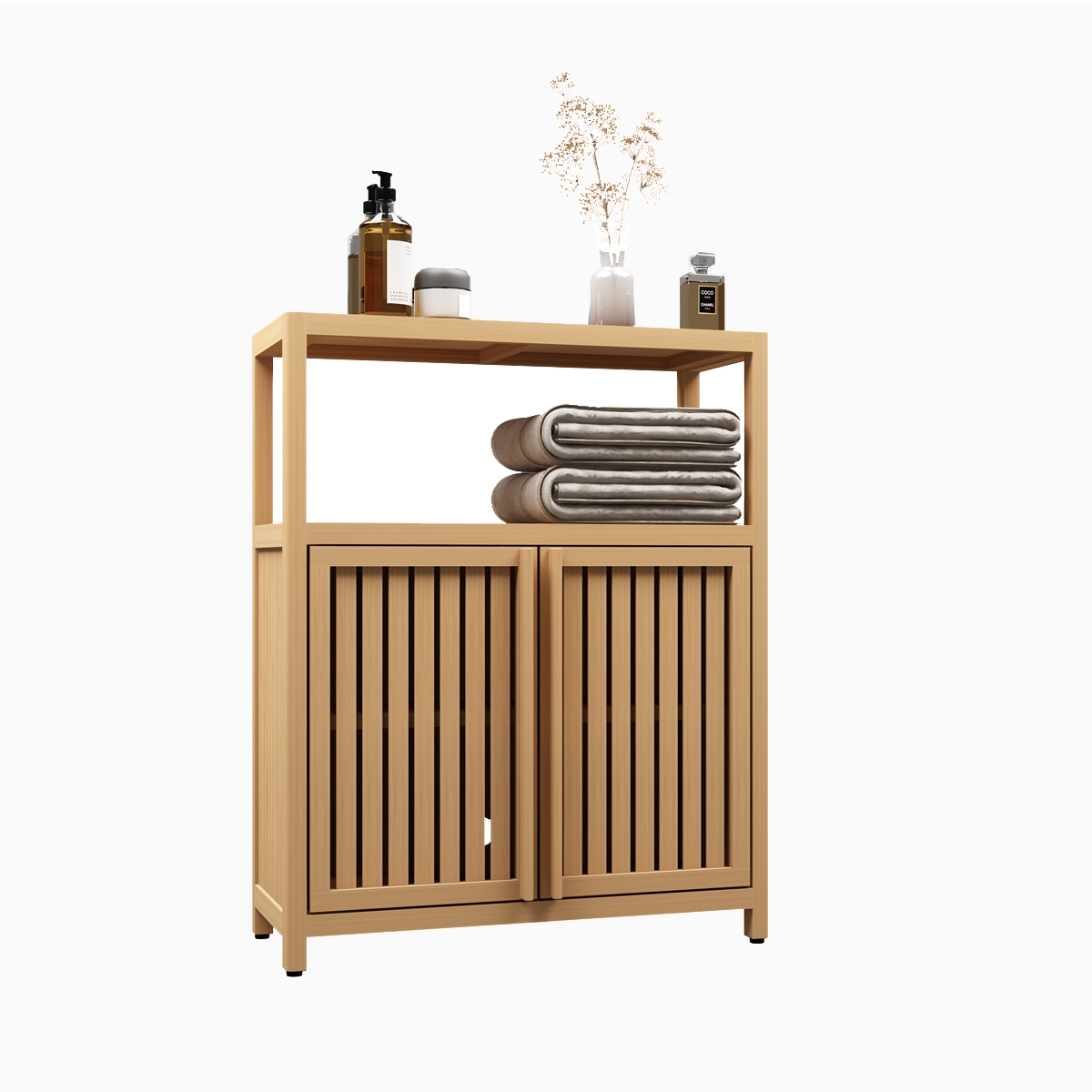 Streamdale Furniture Bamboo Storage Cabinet for Bathroom and Living Room