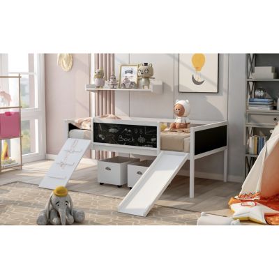 Streamdale Twin Size Wood Loft Bed with 2 Storage Boxes &acirc;€“ Bed Frame