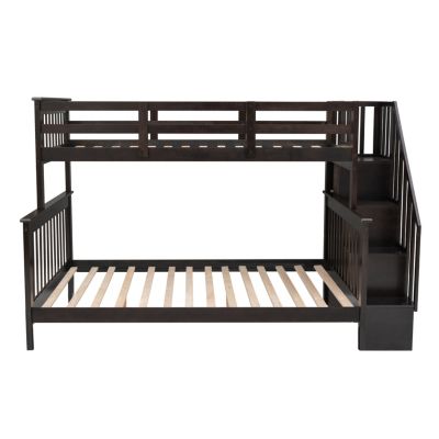 Streamdale Twin-Over-Full Bunk Bed with Storage and Guardrails
