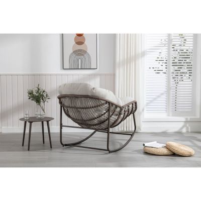 Streamdale Outdoor Rattan Rocking Chair with Padded Cushion