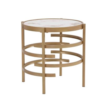 Streamdale Pandora Stone Modern Side Table (Golden