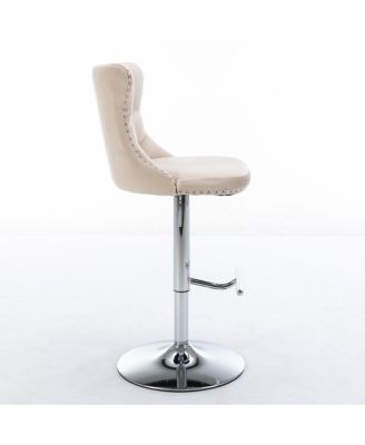 Adjustable Swivel Velvet Barstools, Set of 2