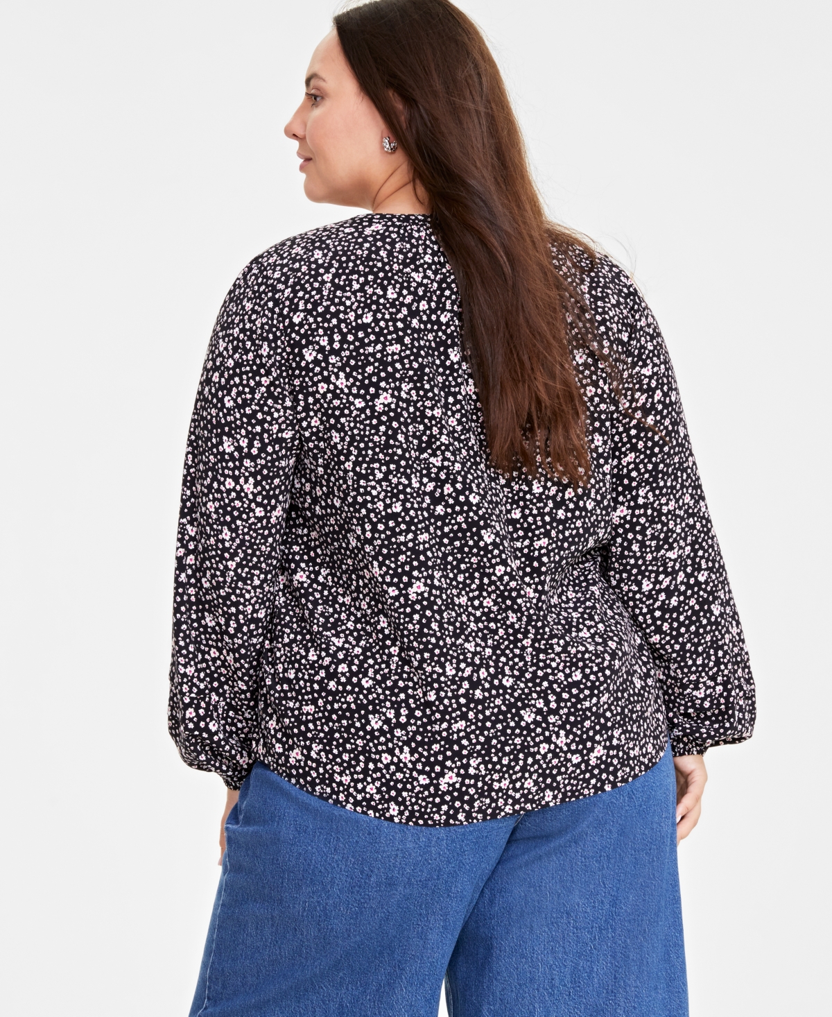 On 34th Trendy Plus Size Floating Blooms Print Top, Created for Macy's