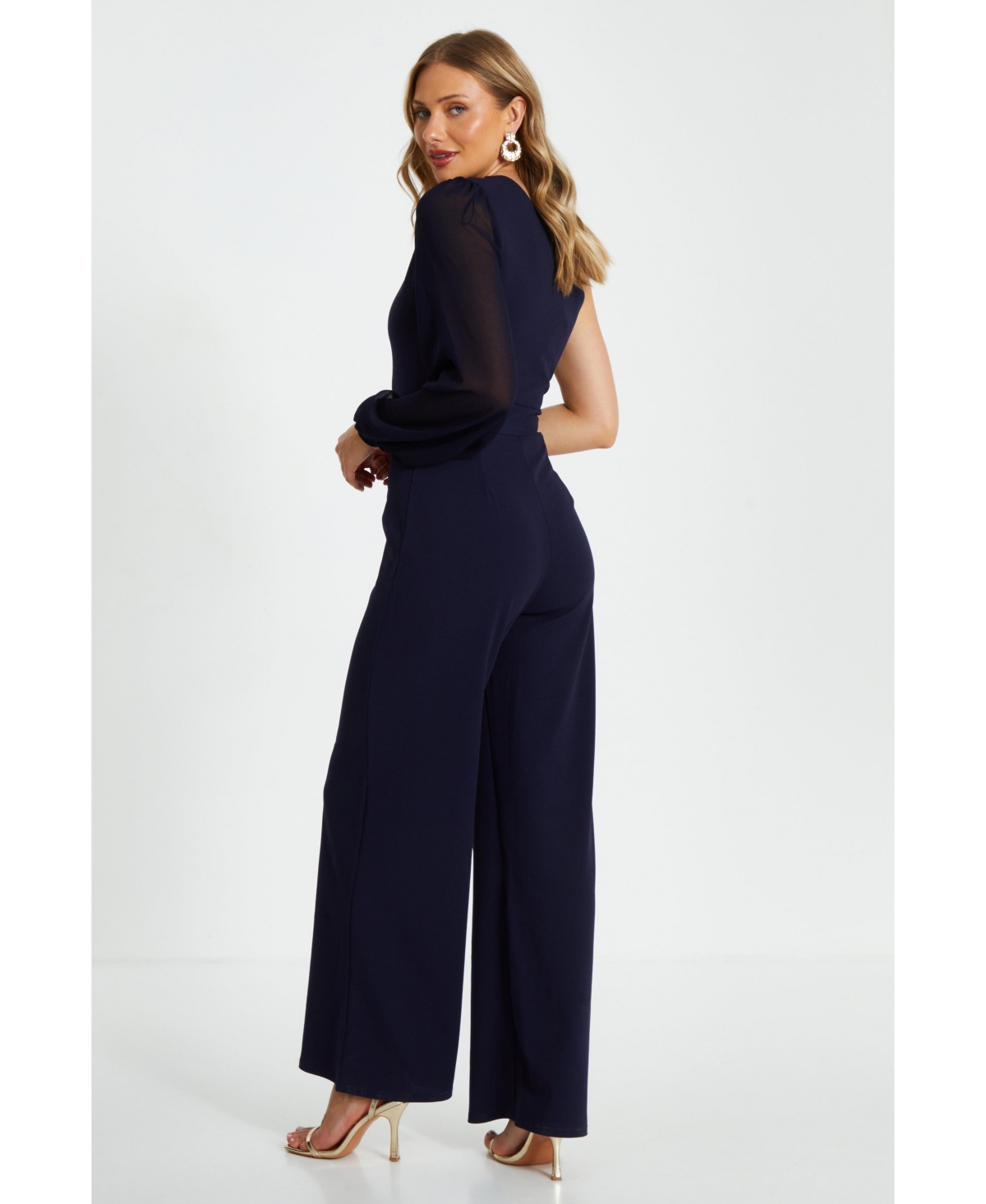 Quiz Women's Scuba Crepe One Shoulder Palazzo Jumpsuit