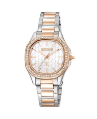 Just Cavalli Glam Evo 9 Blue Dial Two Tone Steel Strap Watch for Women - JC1L224M0075