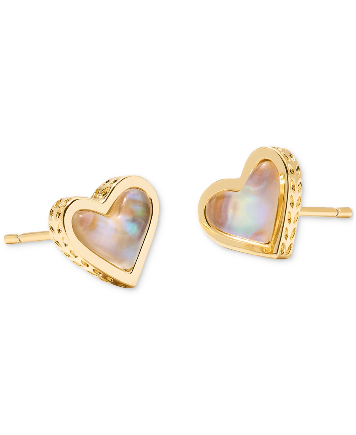 Kendra Scott Gold-tone Framed Ari Heart Stud Earrings In Gold Iride