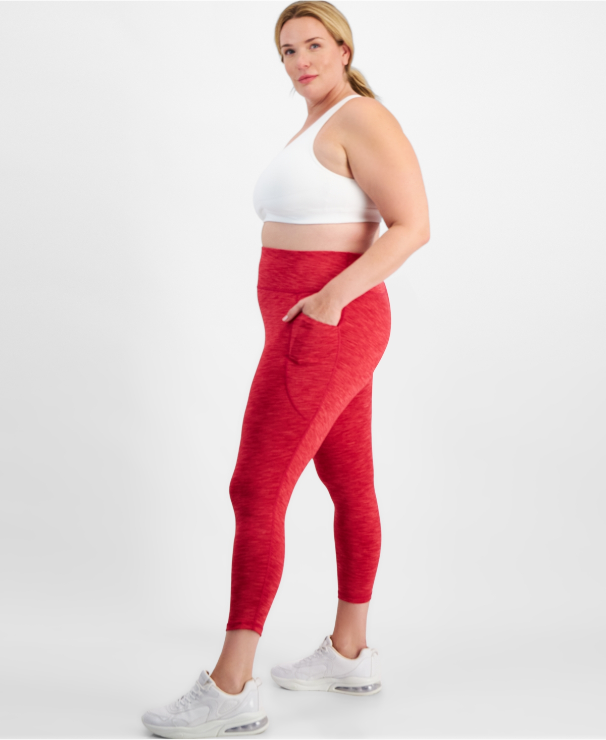 Id Ideology Plus Size High Rise Spacedye 7/8 Leggings, Created for Macy's - Chrry/ Pnk