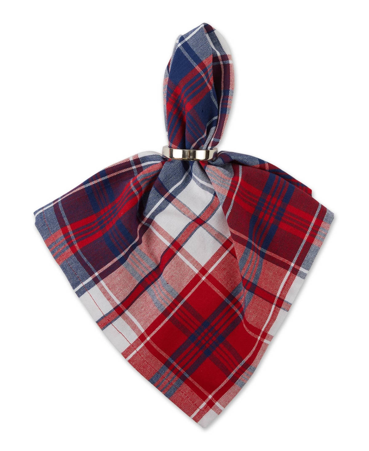 Design Imports Americana Plaid Napkin Set of 6 - White Blue Check