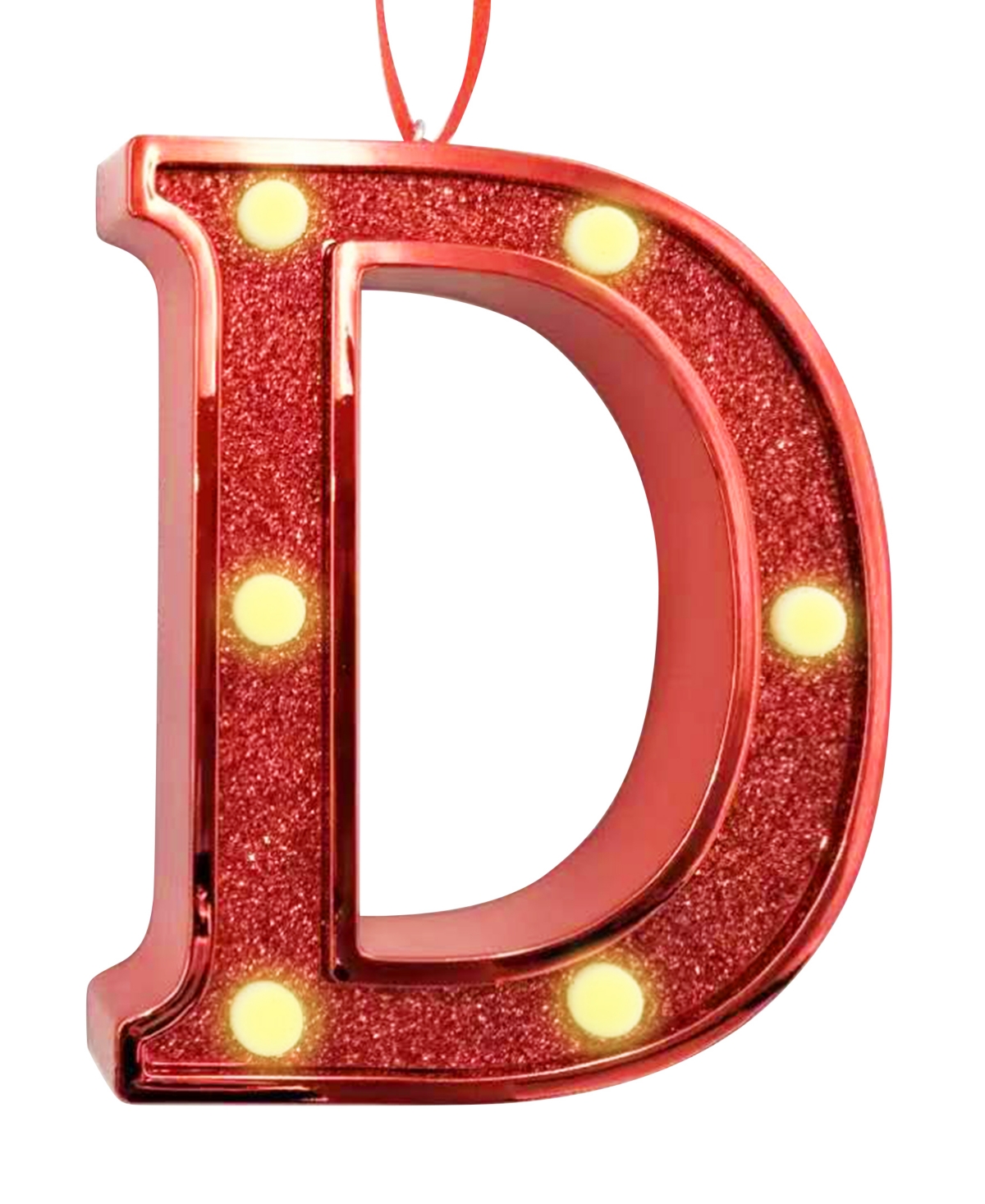 Ganz Light Up Initial Red Glitter Ornament In Red