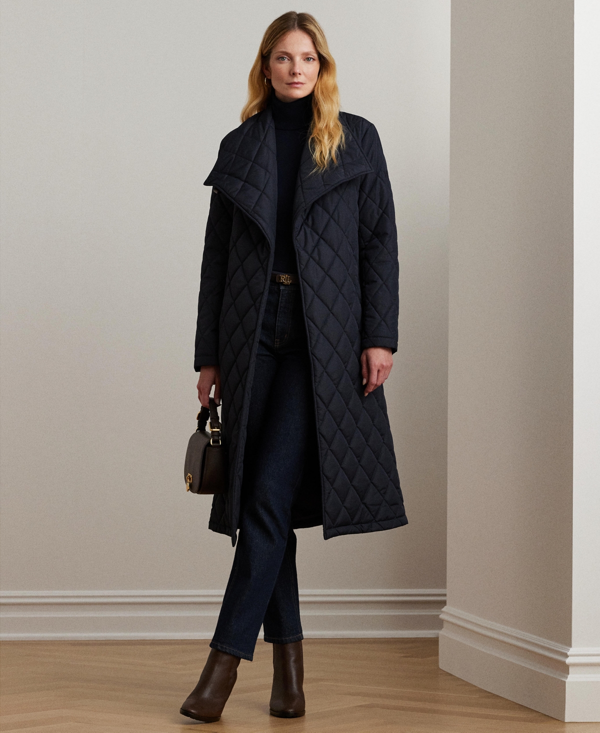 Lauren Ralph Lauren Women's Asymmetric Belted Quilted Coat