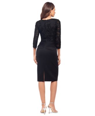 XSCAPE Women's Long-Sleeve Ruffled Lace Midi Dress - Macy's