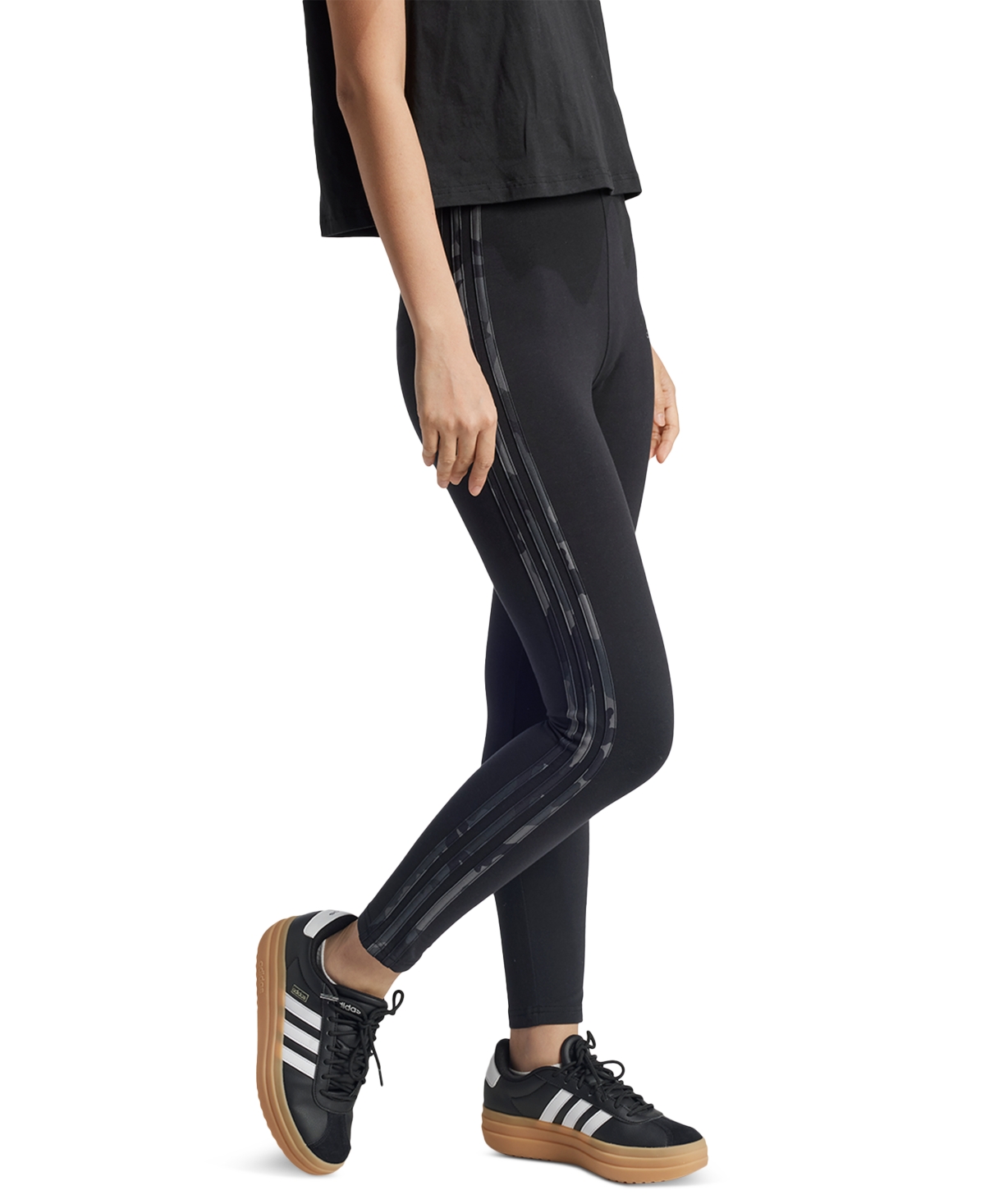 adidas Women's Camo Three Striped Leggings -multicolor