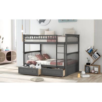 Streamdale Full Over Full Bunk Bed With Drawers, Convertible Beds