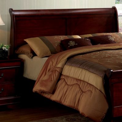 Queen Size Bed Cherry Louis Philippe Solid Wood 1 Piece Bed Bedroom Sleigh Bed Bedroom Furniture