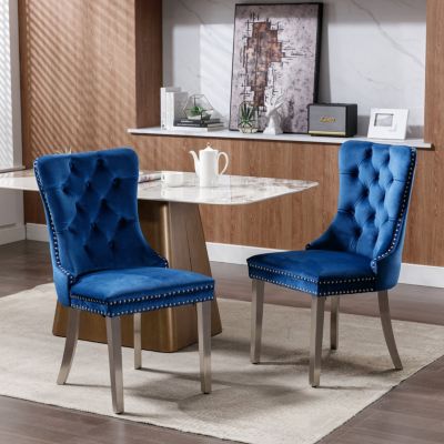Set of 2 Velvet Upholstered Contemporary Dining Chairs