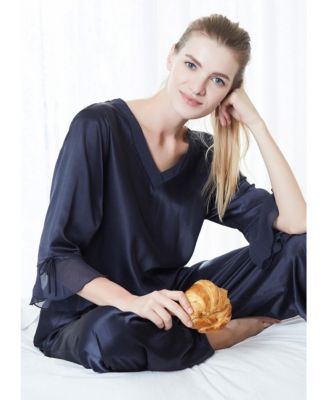 Women's Laced Silk Pajama Set