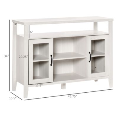 Retro Style Storage Sideboard with 3 Open Shelf Spaces and Framed Doors