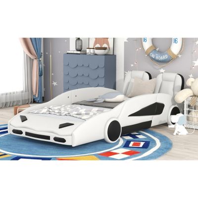Streamdale Twin Size Race Car-Shaped Platform Bed With Wheels