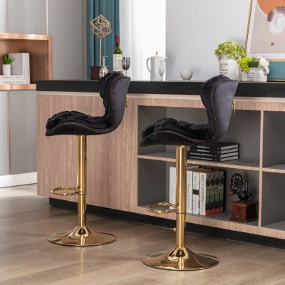 Adjustable Swivel Bar Stools with Chrome Base (Set of 2)