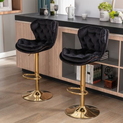 Adjustable Swivel Bar Stools with Chrome Base (Set of 2)