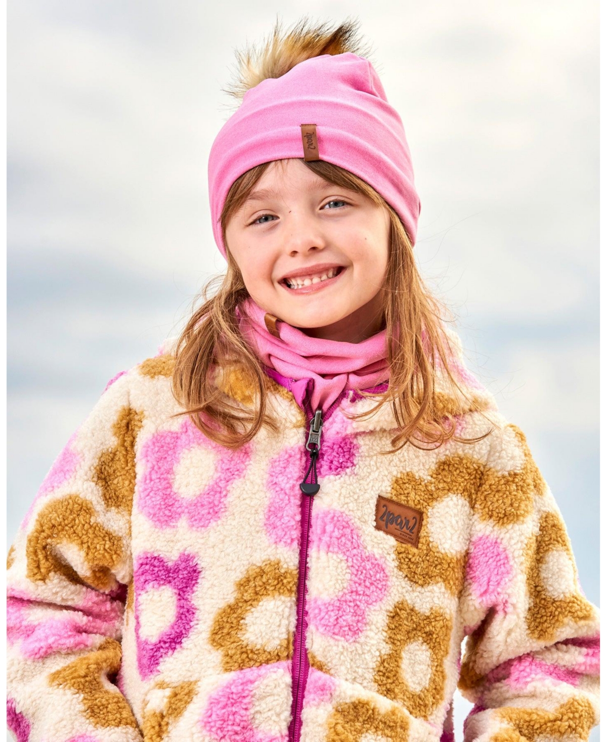 Deux par Deux Girl Reversible Sherpa Jacket- Child - Purple flowers