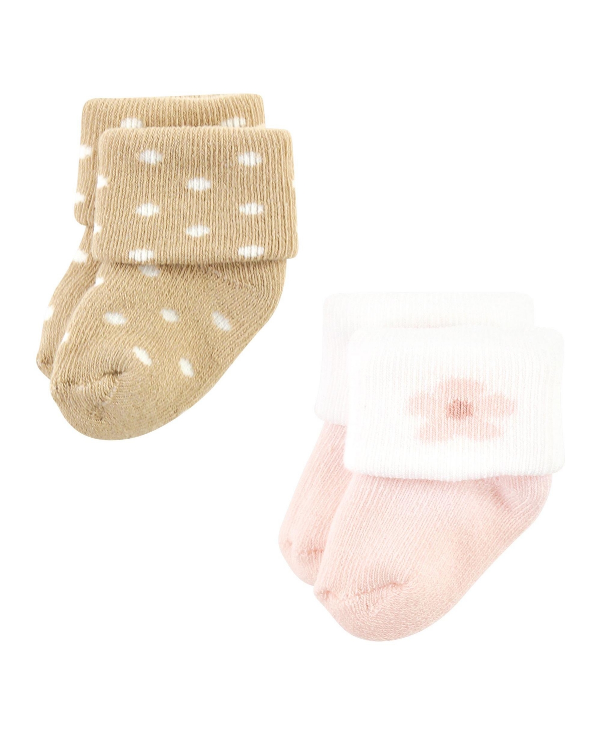 Hudson Baby Baby Girls Cotton Rich Newborn and Terry Socks,- Blush flower