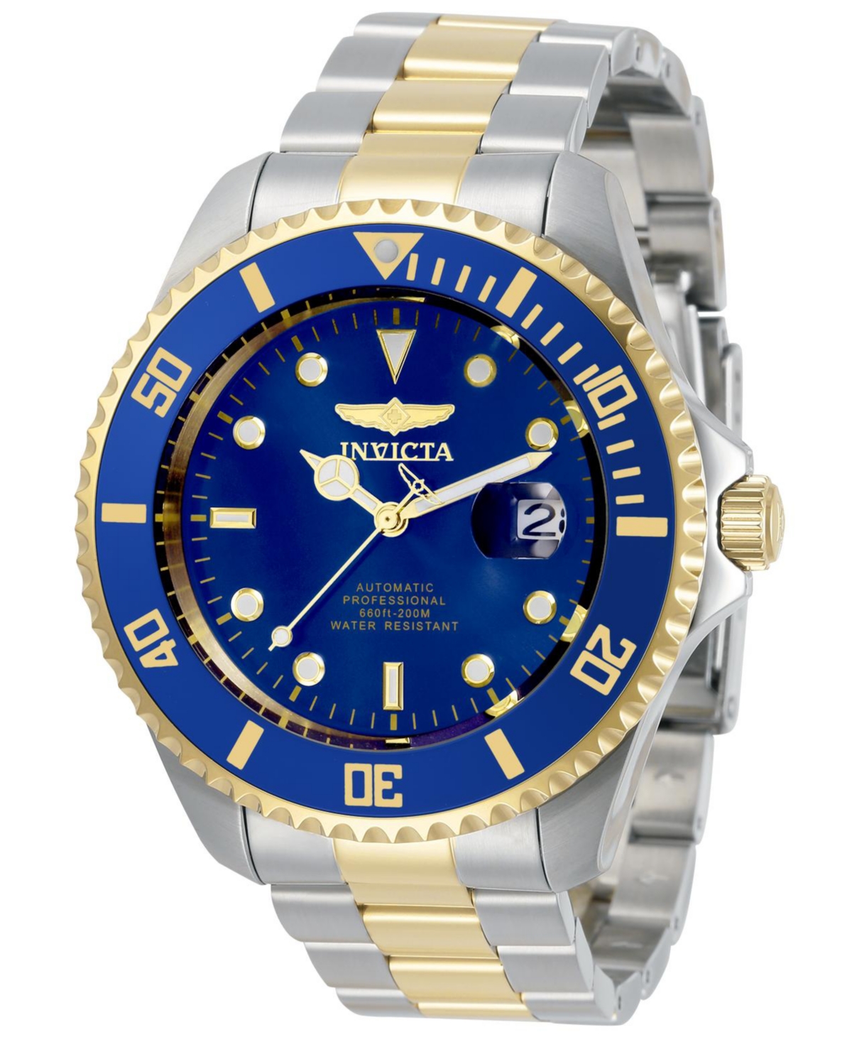 Men's Pro Diver Automatic 3 Hand Blue Dial Stainless Steel Bracelet Watch - Blue
