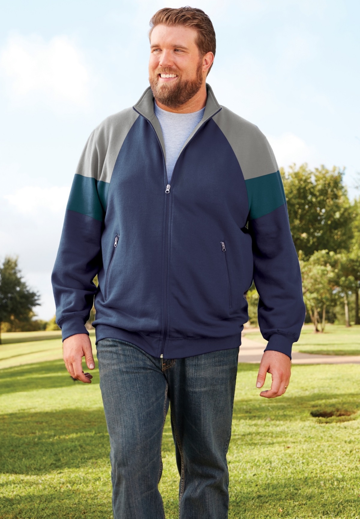 KingSize Big & Tall Ks Sport Wicking Color Block Full Zip Track Jacket