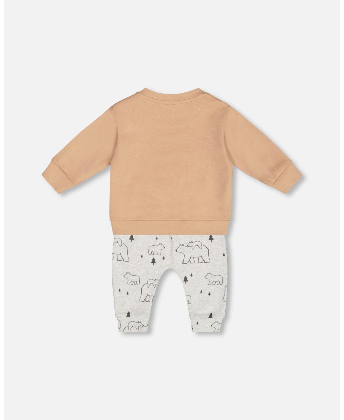 Deux par Deux Baby Boys Organic Cotton Top With Printed Mountains Pant Set Dark Gray - Dark gray and printed mountains