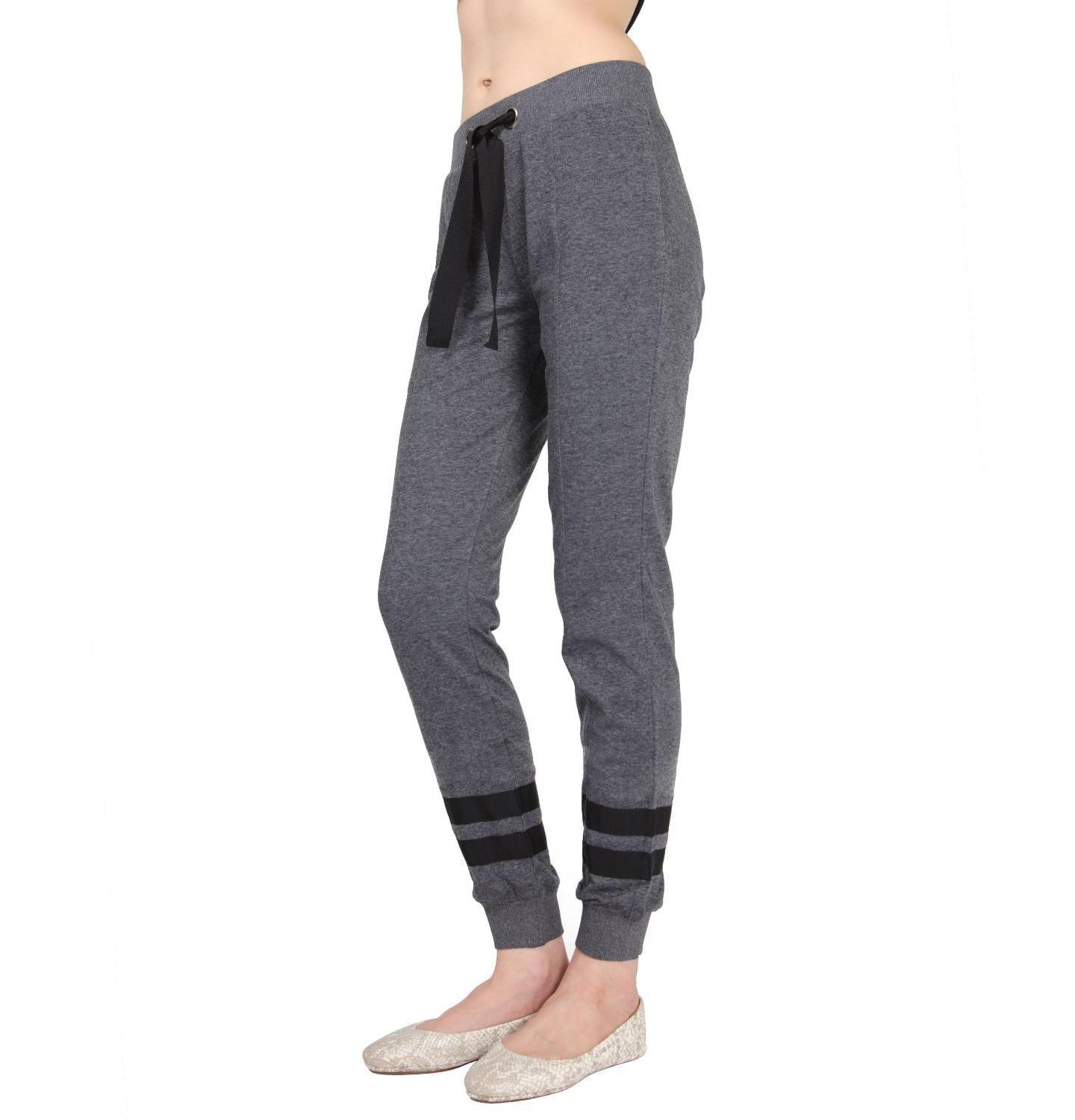 Женские брюки MeMoi Cotton Blend Jogger with Contrast Ribbon Stripes, цвет: Угольный — фото 1