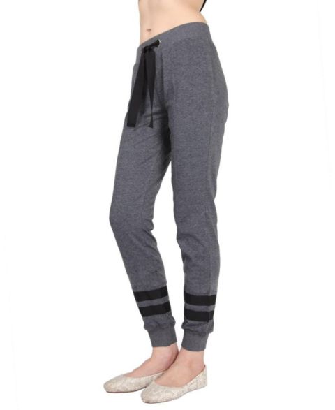 Женские брюки MeMoi Cotton Blend Jogger with Contrast Ribbon Stripes, цвет: Угольный