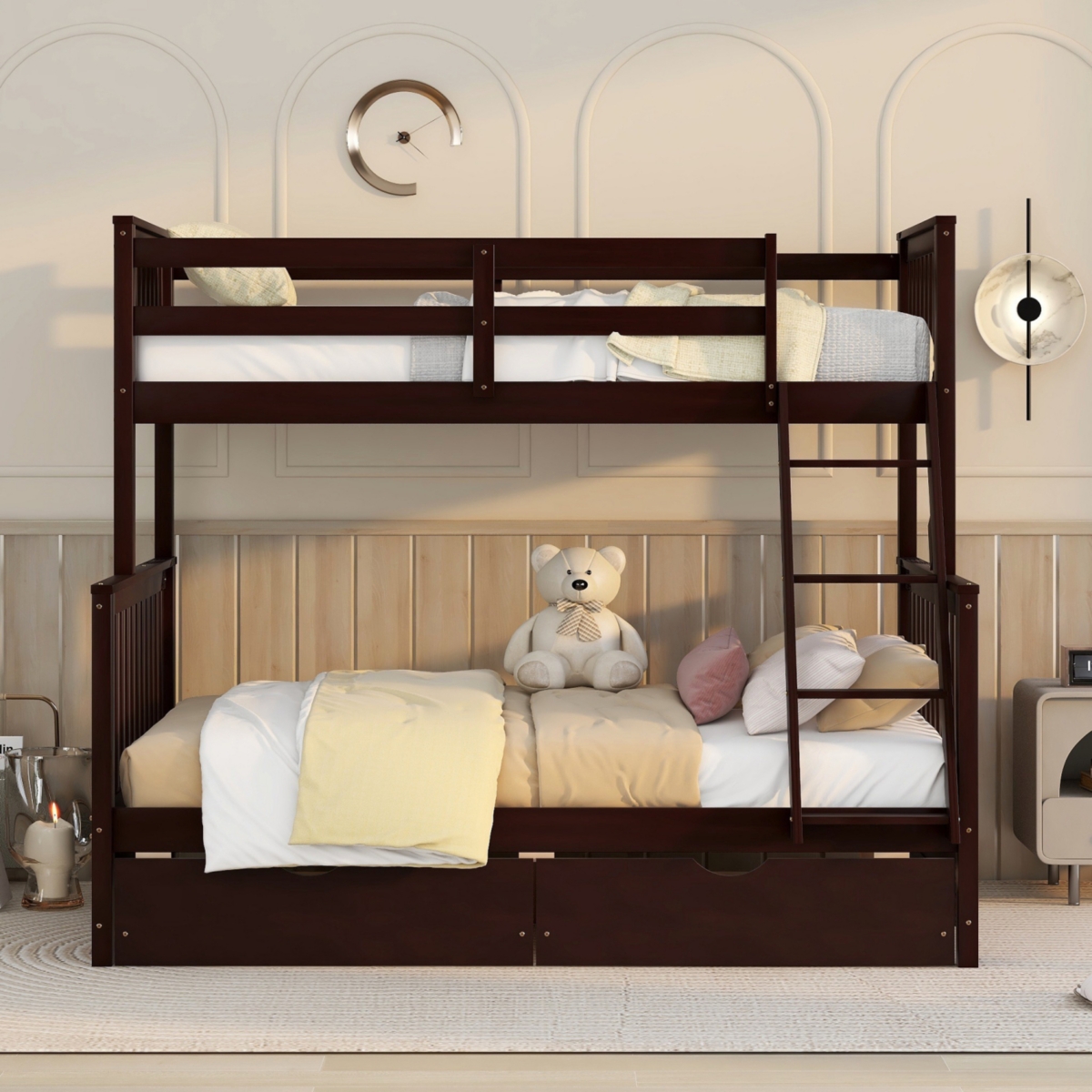 Streamdale Twin-Over-Full Bunk Bed With Ladders And Two Storage Drawers