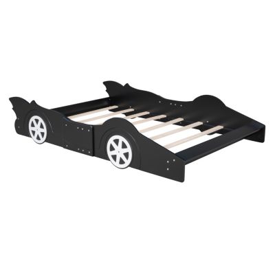 Streamdale Full Size Race Car-Shaped Platform Bed With Wheels