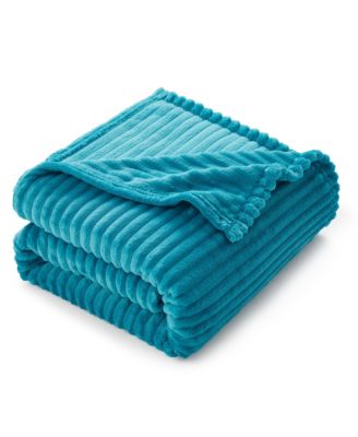Ultra Soft & Light Ribbed Fleece Blanket - Throw/Travel 50"x60"