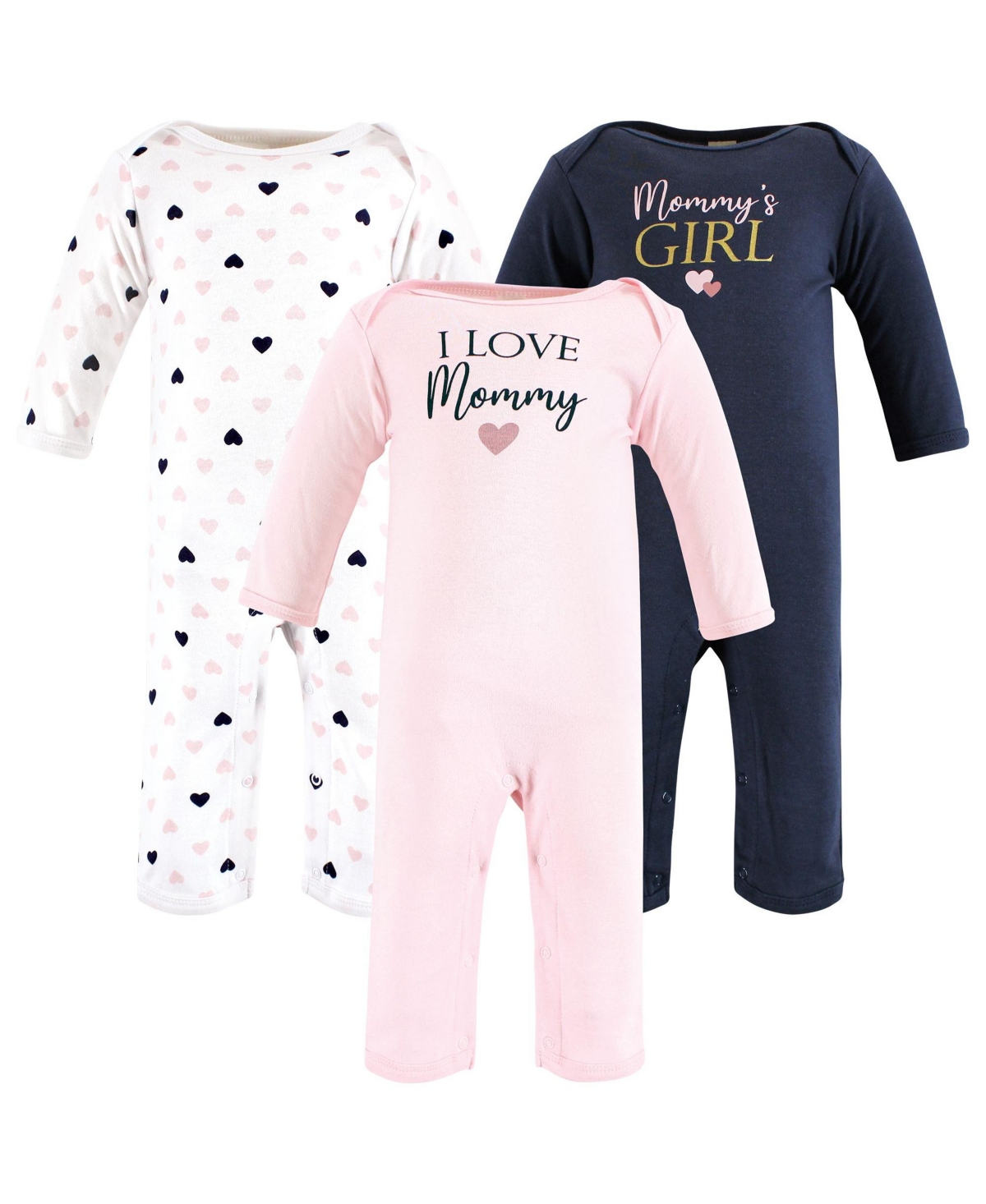Hudson Baby Baby Girls Hudson Cotton Coveralls - Girl mommy pink navy