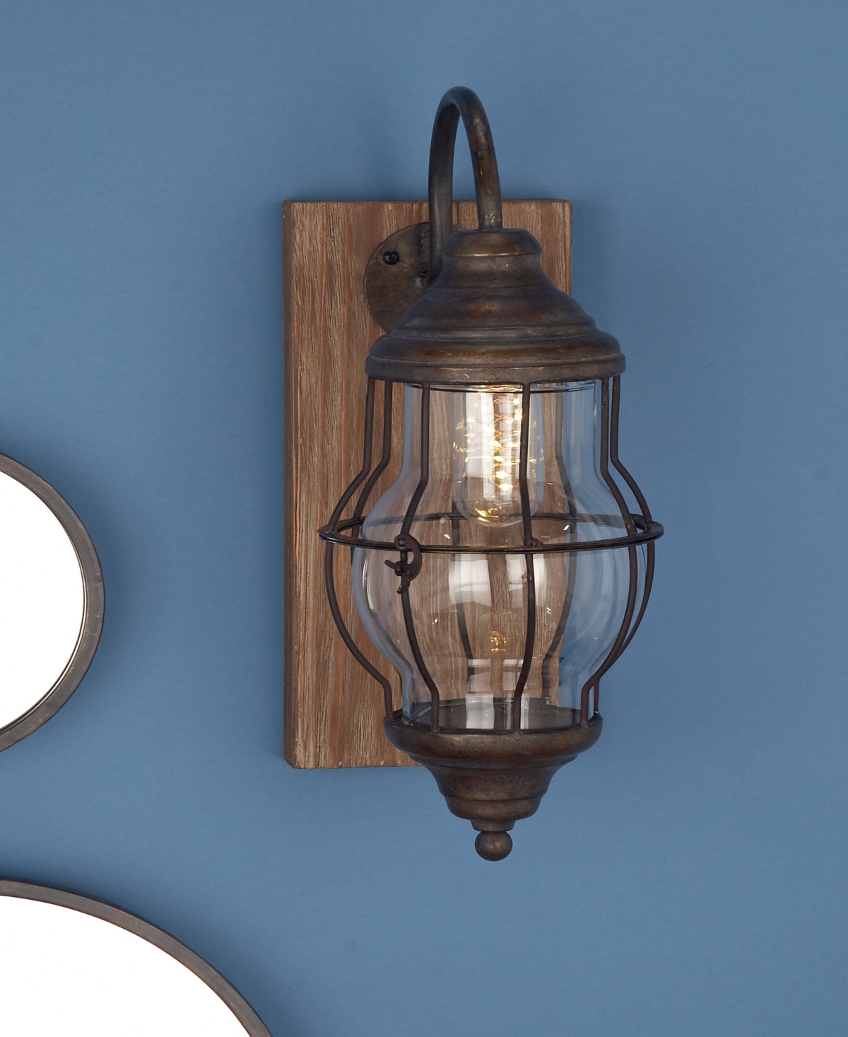 Rosemary Lane 17" Metal Battery Operated Accent Lamp With Included Fixed Led Light In Brown