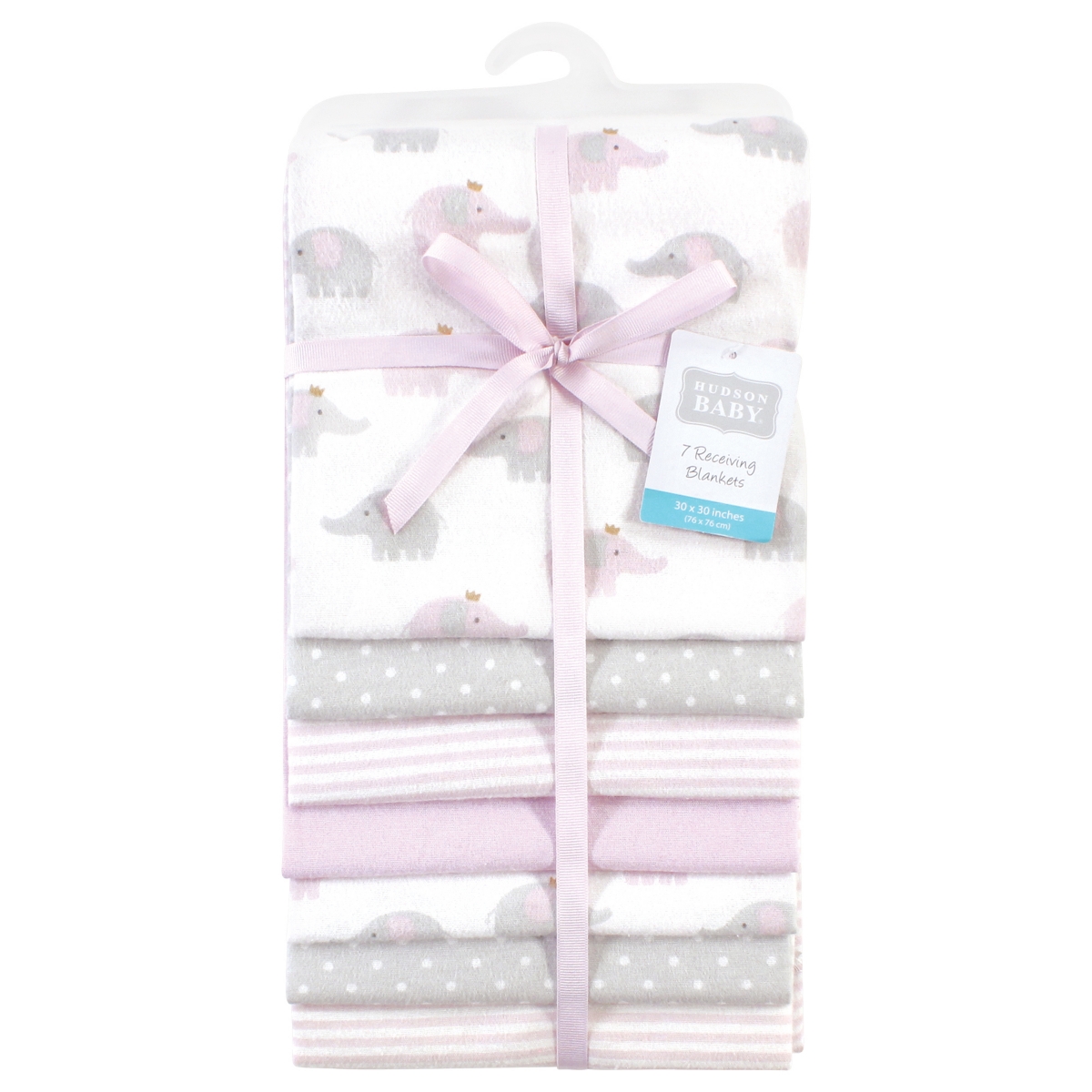 Hudson Baby Girls Seven-Piece Cotton-Poly Flannel Infant Swaddles & Wraps