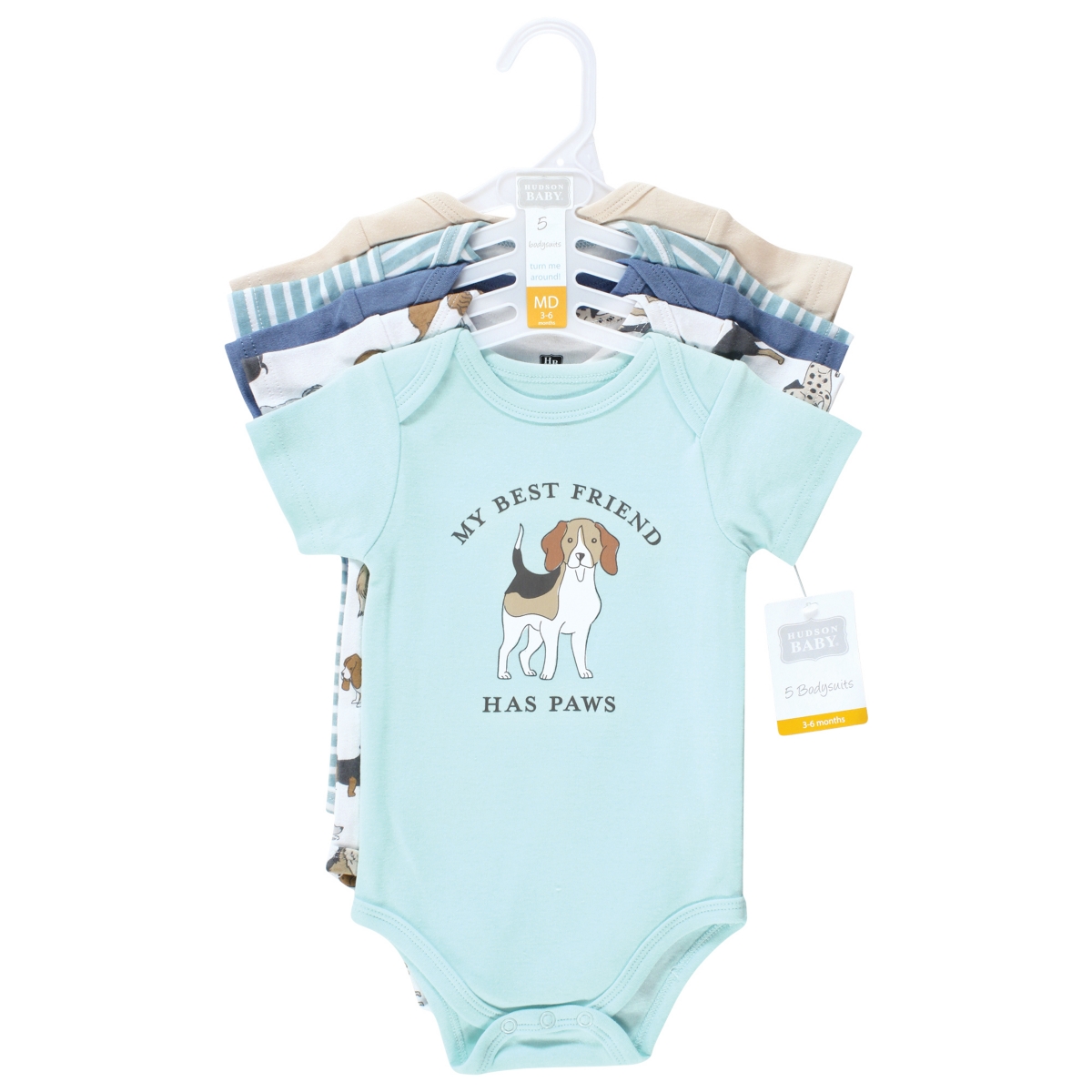 Hudson Baby Baby Boys Cotton Bodysuits,- Dogs