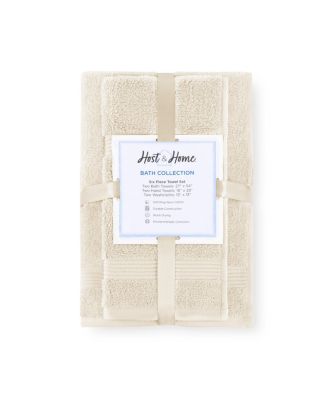 600 GSM Ringspun Cotton 6-Piece Bathroom Towel Set with Striped Dobby Border