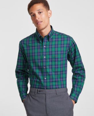 Club Room Mens Spotlight Plaid Shirt Blue Size Medium
