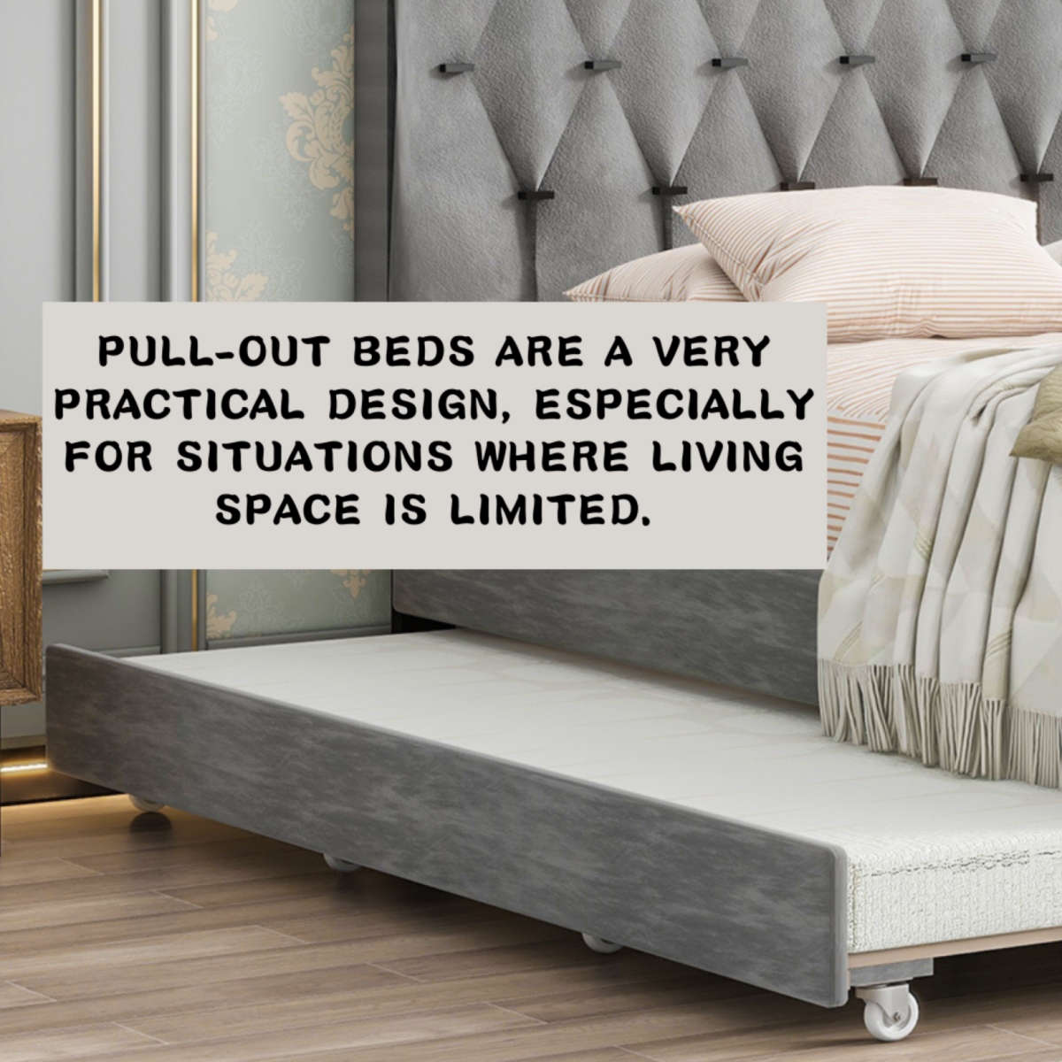 Streamdale Furniture Gray Queen Upholstered Bed with Trundle