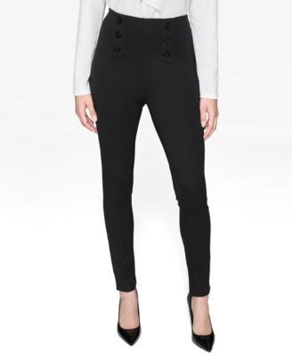 KARL LAGERFELD PARIS - Women's Button Detail Ponte Pants