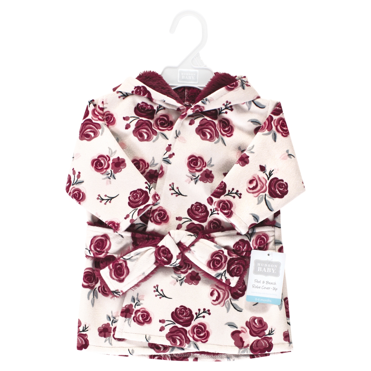Hudson Baby Baby Girls Mink with Faux Fur Lining Pool and Beach Robe Cover-ups,- Rose