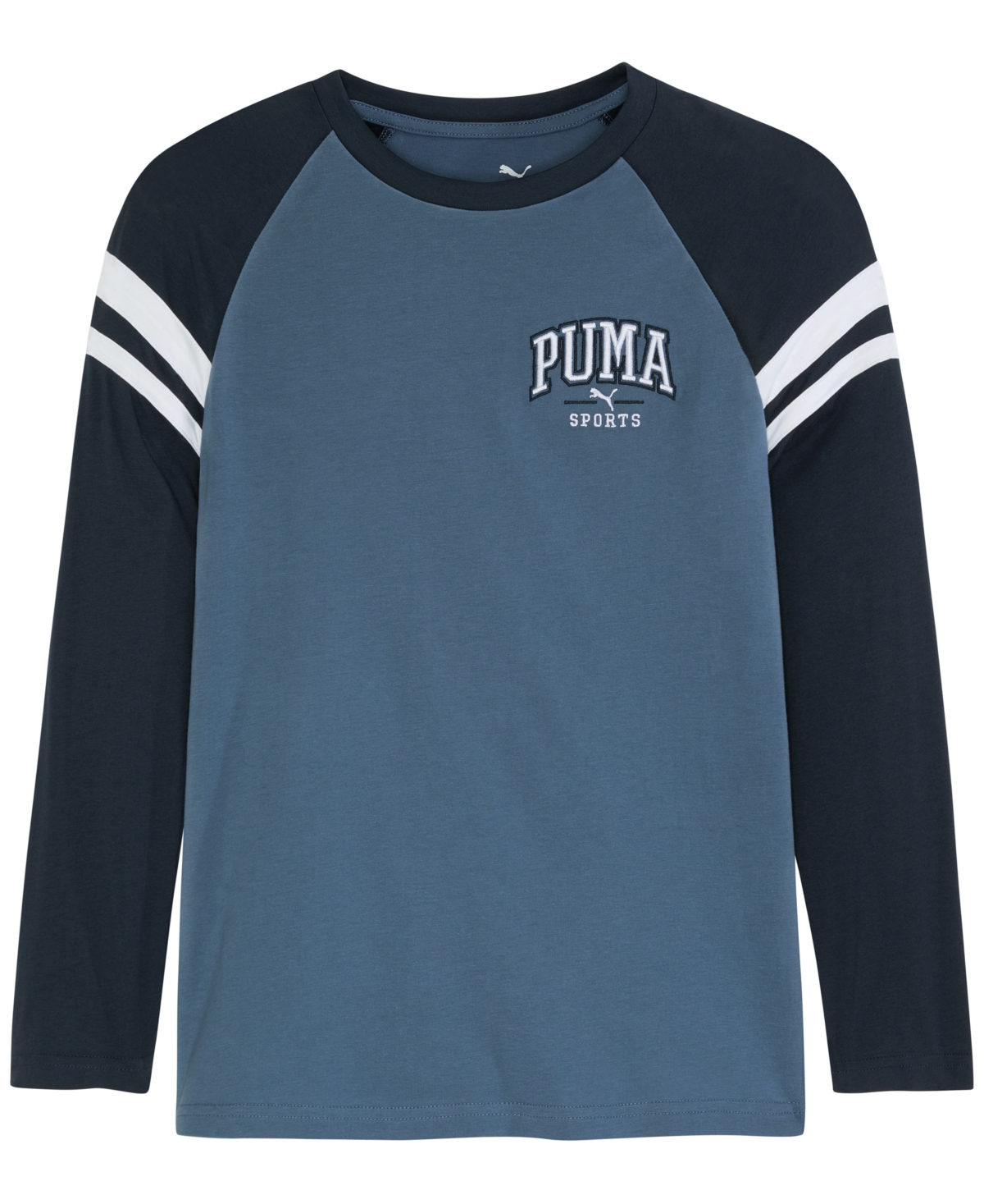 Puma Big Boys Squad Raglan Sleeve Taped Long-Sleeve T-Shirt -grey