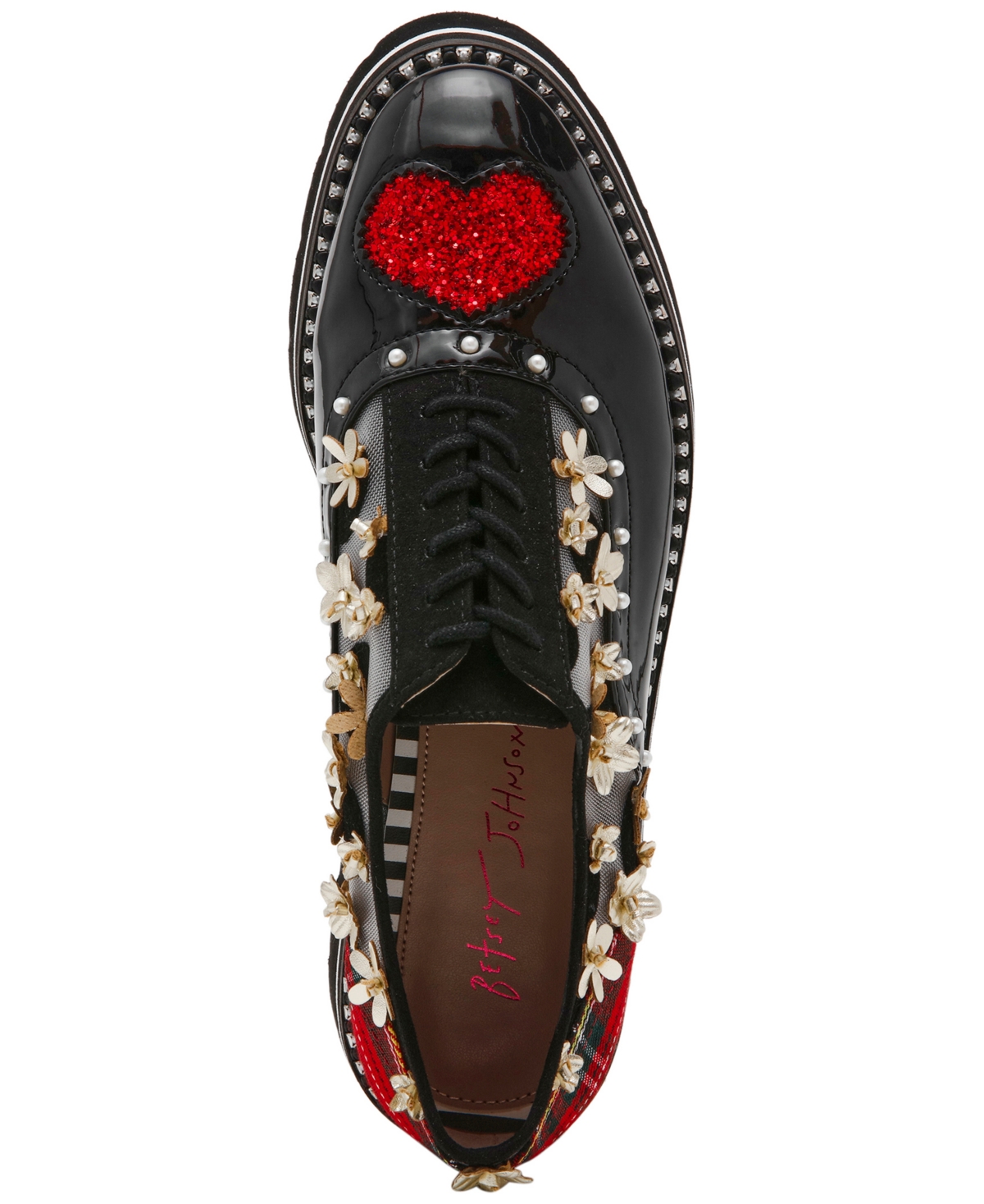 Betsey Johnson Women's Skyyla Lace-Up Embellished Oxford Loafers
